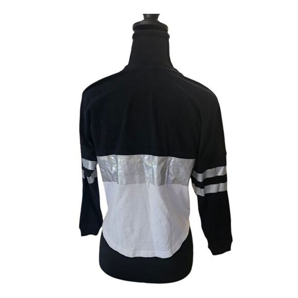 Balera Girls Dance Long Sleeve Shirt Black & White Split Tee With Silver Accent - Picture 9 of 9